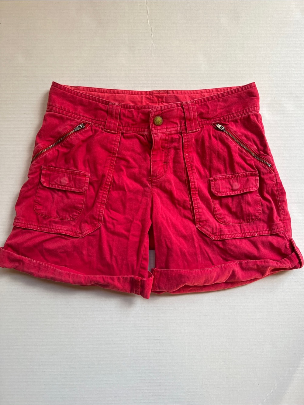 Athleta Vibrant Pink Cargo Shorts with Zipper Pockets